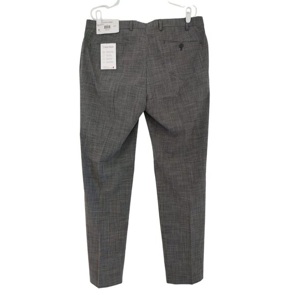 Calvin Klein Mens Glen Plaid Slim Fit Polyester Viscose Dress Pants 38W-30L NWT - Picture 2 of 9